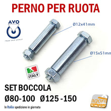 Carica l'immagine nel visualizzatore di Gallery, SET BOCCOLA X RUOTA GOMMA NERA DIAMETRO 80-100-125-150MM SCIOLTA 112 S112 AVO INDUSTRIA RUOTE PERNO BOCCOLE 18878 18875 kit cilindro in acciaio per ruote
