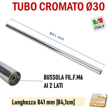 Carica l'immagine nel visualizzatore di Gallery, TUBO TONDO CR D30 CON BUSSOLE FILETTATE M6 SP1,5MM ARREDO NEGOZIO ATTREZZATURA PARETE BARRA APPENDERIA ALLESTIMENTO NEGOZI PASSO 85 CM