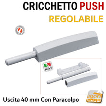 Load image into Gallery viewer, cricchettino push click x foro 10mm o da avvitare con copertura lungo