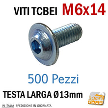 Carica l'immagine nel visualizzatore di Gallery, viti metriche flangiate zincate M6x14 testa larga