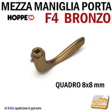 Carica l'immagine nel visualizzatore di Gallery, MANIGLIA PORTA HOPPE ALLUMINIO BRONZO MEZZA MANIGLIA FEMMINA Quadrotto 8x8 MILANO 143