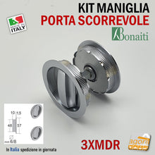Carica l'immagine nel visualizzatore di Gallery, 3XMDR000U7 Maniglieria per scorrevoli porte interne rotonda tonda foro incasso 47mm