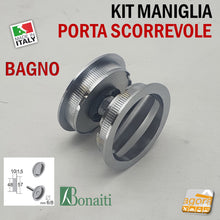 Carica l'immagine nel visualizzatore di Gallery, MANIGLIA PER PORTA SCORREVOLE BOCCHETTA LIBERO-OCCUPATO WC X BAGNO SICUREZ BAMBINI FORO 48 D57 CROMO SAT ARGENTO Ottone