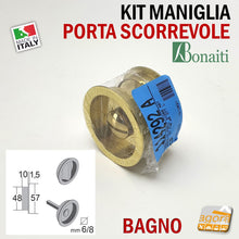 Carica l'immagine nel visualizzatore di Gallery, MANIGLIA PER PORTA SCORREVOLE BOCCHETTA LIBERO-OCCUPATO WC X BAGNO SICUREZ BAMBINI FORO 48 D57 OTTONE LEVETTA DA 1 LATO