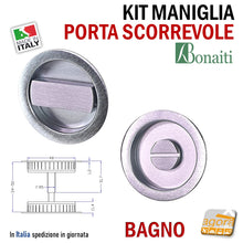 Carica l'immagine nel visualizzatore di Gallery, MANIGLIA PER PORTA SCORREVOLE BOCCHETTA LIBERO-OCCUPATO WC X BAGNO SICUREZ BAMBINI PTN FORO 48 D60 CROMO SAT SPESSORE ANTA 34-50MM 40 44 45
