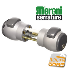 Carica l'immagine nel visualizzatore di Gallery, SERRATURA PORTA PREMI-APRI CON CHIAVE MERONI TB-60 E60 ARGENTO 13 NA-GR porte ufficio
