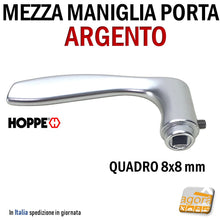 Carica l'immagine nel visualizzatore di Gallery, MANIGLIA PORTA HOPPE IN ALLUMINIO ARGENTO MEZZA MANIGLIA FEMMINA Q8x8 MILANO 143 4012789055719