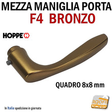 Carica l'immagine nel visualizzatore di Gallery, MANIGLIA PORTA HOPPE ALLUMINIO BRONZO MEZZA MANIGLIA FEMMINA Q8x8 MILANO 143 f4 bronzata