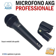 Carica l'immagine nel visualizzatore di Gallery, MICROFONO PROFESSIONALE CABLATO AKG NERO L170MM IN METALLO CON SUPPORTO