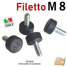 Carica l'immagine nel visualizzatore di Gallery, Miglior Piedino Filettato Gomma MA8 piede filetto metrico M 8x20mm nero zincato