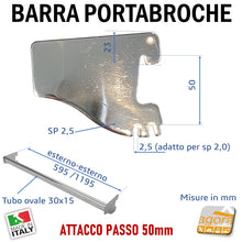 Carica l'immagine nel visualizzatore di Gallery, barra porta ganci x broche aderente tubo per abiti negozi abbigliamento intimo accessori attacco a cave èasso 5cm 50mm larghezza 120cm 60 cm 595mm 1195mm tubo ovale 15x30 - 30x15mm cromato