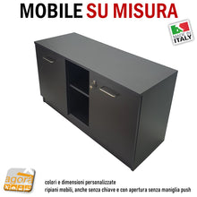 Carica l'immagine nel visualizzatore di Gallery, MOBILETTO UFFICIO SOTTO SCRIVANIA BASSO LUNGO CON ANTE VANO A GIORNO CHIUSURA A CHIAVE SU MISURA COSTRUZIONE REALIZZAZIONE SU RICHIESTA