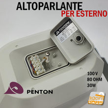 Carica l'immagine nel visualizzatore di Gallery, DIFFUSORE MUSICALE PER ESTERNO PENTON MSH30T RESISTENTE ALL'ACQUA 100V 8OHM 30W GRIGIO CHIARO altoparlante 100volt inox