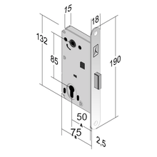 Load image into Gallery viewer, SERRATURA PORTA INTERNA MAGNETICA B-FORTY BONAITI N68 YALE FRONTALE 18X190MM - SERRATURE ORIGINALI BONAITI MAGNETICHE CON FRONTALE 18X190MM 19CM IN METALLO SCROCCO PLASTICA A FILO