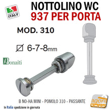 Carica l'immagine nel visualizzatore di Gallery, NOTTOLINO WC B NO-HA 937 MINI Art.310 CR.SAT Q6-7-8 BONAITI PER PORTA LIBERO-OCCUPATO WC X BAGNO versione privacy 937 gr95
