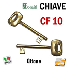 Carica l'immagine nel visualizzatore di Gallery, N10 CF10 CHIAVE X SERRATURA PORTA INTERNA BONAITI PATENT IN METALLO OTTONE CHIAVI OTTONATE 4C103100H2 ottonata ricambio chiave interna standard normale