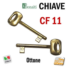 Carica l'immagine nel visualizzatore di Gallery, N11 CF11 CHIAVE X SERRATURA PORTA INTERNA BONAITI PATENT IN METALLO OTTONE CHIAVI OTTONATE 4C103100H2 ottonata ricambio chiave interna standard normale