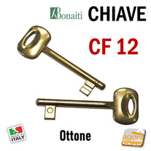Carica l'immagine nel visualizzatore di Gallery, N12 CF12 CHIAVE X SERRATURA PORTA INTERNA BONAITI PATENT IN METALLO OTTONE CHIAVI OTTONATE 4C103100H2 ottonata ricambio chiave interna standard normale