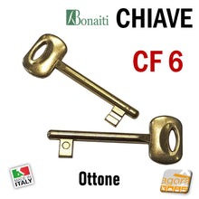 Carica l'immagine nel visualizzatore di Gallery, N6 CF6 CHIAVE X SERRATURA PORTA INTERNA BONAITI PATENT IN METALLO OTTONE CHIAVI OTTONATE 4C103100H2 ottonata ricambio chiave interna standard normale