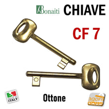 Carica l'immagine nel visualizzatore di Gallery, N7 CF7 CHIAVE X SERRATURA PORTA INTERNA BONAITI PATENT IN METALLO OTTONE CHIAVI OTTONATE 4C103100H2 ottonata ricambio chiave interna standard normale