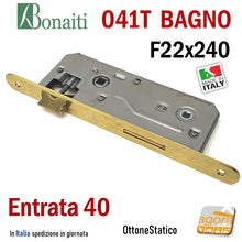 Carica l'immagine nel visualizzatore di Gallery, RRATURA PORTA PATENT GRANDE BAGNO FRONTALE 22x240mm BONAITI 041T-40 OTTONE E40 I90 ottone statico