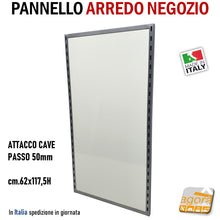 Carica l'immagine nel visualizzatore di Gallery, PANNELLO TESTATA FREE STANDING ESPOSITORE PORTA GANCI BROCHE BARRA APPENDERIA ADERENTE ARREDO PARETE NEGOZIO ATTREZZATURA PASSO 50MM espositore attrezzi metallici
