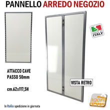 Carica l'immagine nel visualizzatore di Gallery, PANNELLO TESTATA FREE STANDING ESPOSITORE PORTA GANCI BROCHE BARRA APPENDERIA ADERENTE ARREDO PARETE NEGOZIO ATTREZZATURA PASSO 50MM ATTREZZI PER NEGOZI