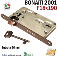 Load image into Gallery viewer, SERRATURA PORTA PATENT FRONTALE 18x190 BONAITI 2001 240 BRONZO E50 INT90
