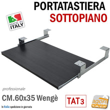 Carica l'immagine nel visualizzatore di Gallery, Portatastiera sottopiano aggiuntiva piano estraibile per pc tastiera scrivania tavolo magazzino bancone 60x35cm wenge scuroe su misura