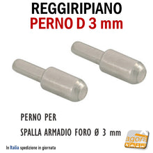 Carica l'immagine nel visualizzatore di Gallery, REGGIRIPIANO PERNO D3mm PER PANNELLO E RIPIANI IN LEGNO Ø3-5mm L17 NICHELATO