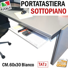 Carica l'immagine nel visualizzatore di Gallery, portatastiera sottopiano per scrivania aggiuntivo piano estraibile pianetto fissaggio sotto pannello cm 60x30x8 compatto