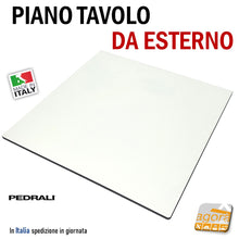Carica l'immagine nel visualizzatore di Gallery, PIANO TAVOLO PEDRALI BAR RISTORANTE RESISTENTE ALL'ACQUA PER ESTERNO BIANCO 70X70 BORDI ARROTONDATI NERI