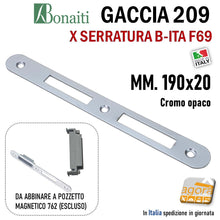 Carica l'immagine nel visualizzatore di Gallery, piastra contropiastra riscontro 190x20mm per serrature magnetiche con catenaccio yale F69 Bonaiti