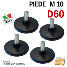 Carica l'immagine nel visualizzatore di Gallery, Piedino filettato perno in acciaio diametro 10x22mm piede diametro 60 mm 6 cm grande
