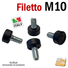 Carica l'immagine nel visualizzatore di Gallery, PIEDI PIEDE PIEDINO FILETTATO M10x20mm IN GOMMA D23x12 PER MOBILI E TELAI 4-100pz