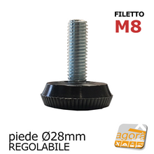 Carica l'immagine nel visualizzatore di Gallery, PIEDI PIEDE PIEDINO FILETTATO M8x24MM PLASTICA NERA D28x10 X MOBILI e strutture