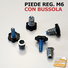 Load image into Gallery viewer, 4 pz PIEDI PIEDE PIEDINO FIL. M6 CON BUSSOLA FORO 8MM X MOBILI TELAI E SGABELLI 4pz