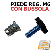 Load image into Gallery viewer, 4 pz PIEDI PIEDE PIEDINO FIL. M6 CON BUSSOLA FORO 8MM X MOBILI TELAI E SGABELLI