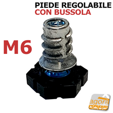 Load image into Gallery viewer, piedino regolabile con bussola inserto filettato M 6