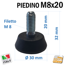 Carica l'immagine nel visualizzatore di Gallery, PIEDI FILETTATI ZINCATI M 8 MM GOMMA NERA