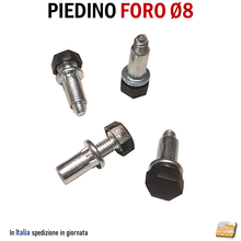 Carica l'immagine nel visualizzatore di Gallery, piedino regolabile con bussola metallo da inserire nel foro diametro 8mm piccola compatta robusta con piattello in plastica gomma esagonale piede acciaio FILETTATO M6