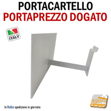 Carica l'immagine nel visualizzatore di Gallery, PORTA CARTELLO PORTAPREZZO DA PARETE ATTACCO DOGATO ARREDO NEGOZI GRIGIO GF ESPOSITORE INFORMAZIONI SPOSTABILE ATTACCO A DOGHE