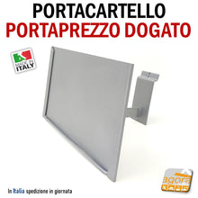 Carica l'immagine nel visualizzatore di Gallery, PORTA CARTELLO PORTAPREZZO DA PARETE ATTACCO DOGATO ARREDO NEGOZI GRIGIO GF