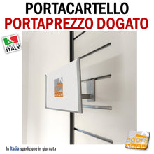 Carica l'immagine nel visualizzatore di Gallery, PORTA CARTELLO PORTAPREZZO DA PARETE ATTACCO DOGATO ARREDO NEGOZI GRIGIO GF ESPOSITORE CARTELLI PREZZI