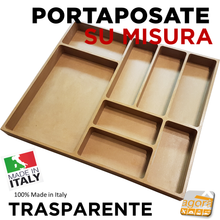 Carica l'immagine nel visualizzatore di Gallery, PORTAPOSATE X CASSETTO CUCINA SU MISURA AL CM E A DISEGNO RICAVATO DAL PIENO MDF TRASPARENTE