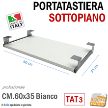 Carica l'immagine nel visualizzatore di Gallery, Pianetto per Computer trasformazione Portatastiera sottopiano aggiuntiva piano estraibile per pc tastiera scrivania tavolo magazzino bancone 60x35cm bianco nero e su misura