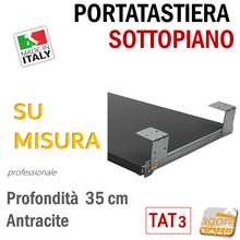 Carica l'immagine nel visualizzatore di Gallery, PORTATASTIERA X COMPUTER PC TASTIERE E MOUSE SOTTOPIANO ESTRAIBILE TAT3 PIANETTO AGGIUNTIVO RIPIANO X SCRIVANIA SU MISURA GRIGIO SCURO ANTRACITE