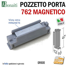 Carica l'immagine nel visualizzatore di Gallery, Pozzetto magnetico Bonaiti 762 per Riscontro Gaccia Incontro Contropiastra serratura porta Grigio blocco magnetico per porta