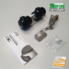 Carica l'immagine nel visualizzatore di Gallery, SERRATURA PORTA PREMI-APRI CON CHIAVE MERONI TB-60 E60 NERO 13 NE INGRESSO UFFICIO
