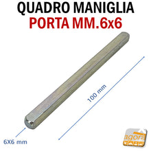 Carica l'immagine nel visualizzatore di Gallery, Quadrotto pieno pieno quadro per maniglie serrature pomoli serrature bagno Q6x6mm lungo L100mm lunghezza 10cm quadro maniglia